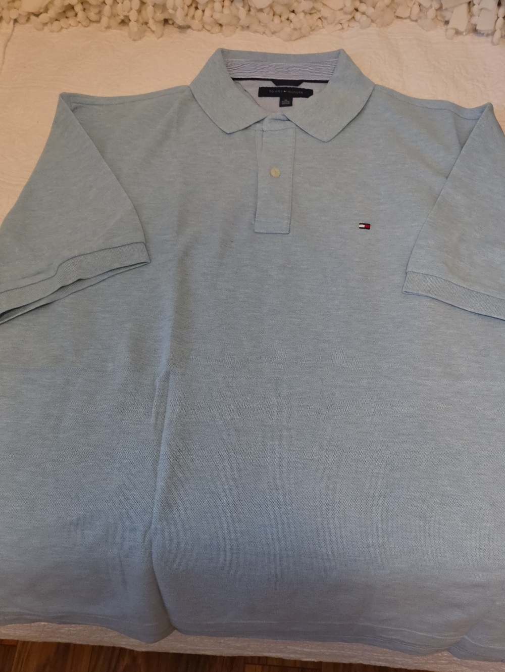 Tommy Hilfiger Men's Sky Blue Polo Shirt with Signature Flag